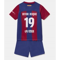 Barcelona Vitor Roque #19 Koti Peliasu Lasten 2023-24 Lyhythihainen (+ Lyhyet housut)